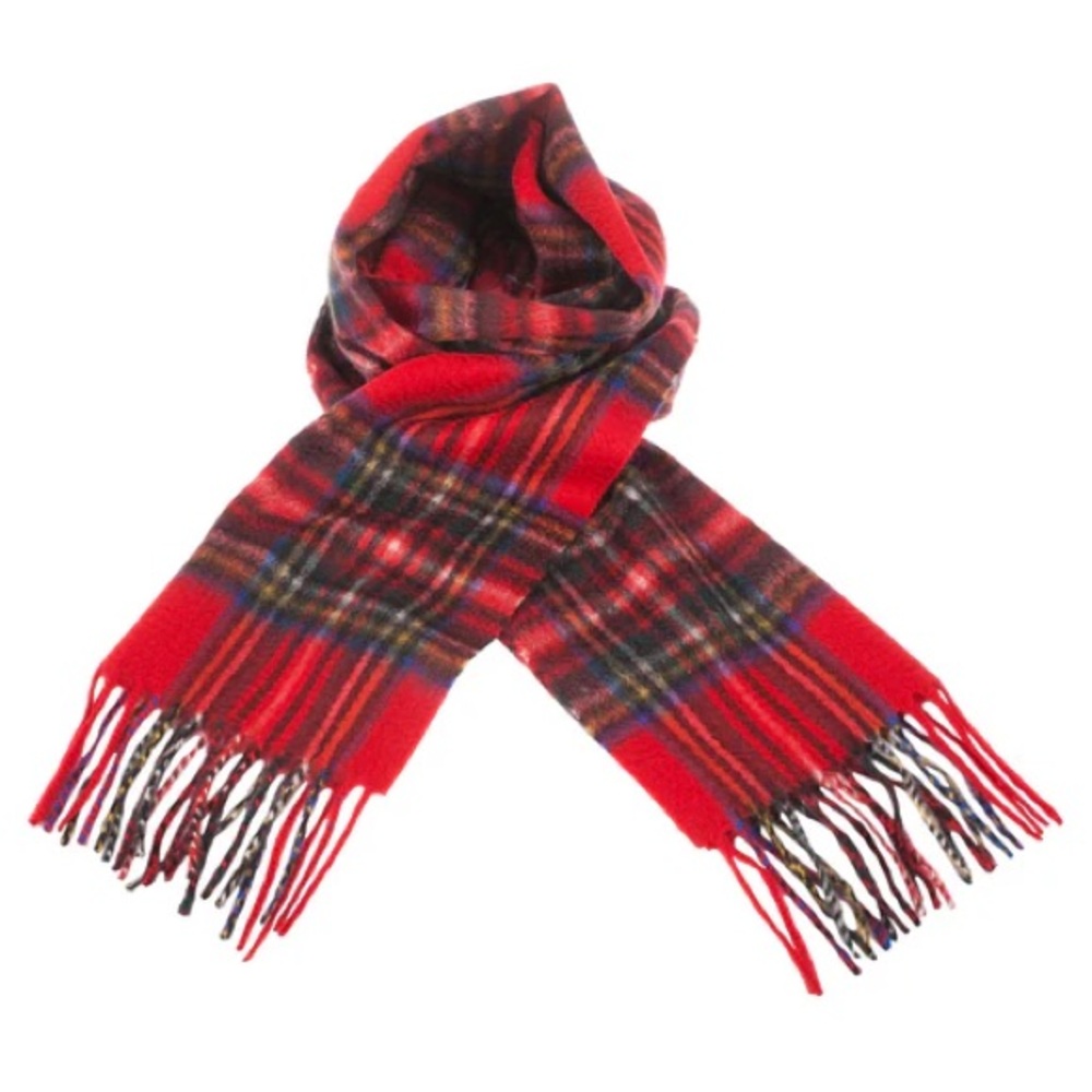 Unisex Luxury 100% Cashmere Tartan Scarf Red Plaid Made in Scotland | Super Soft